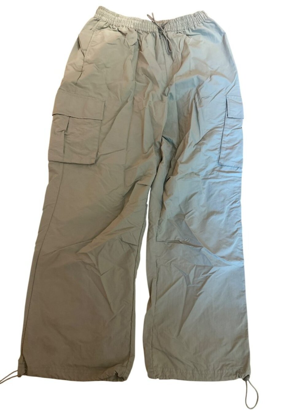 Pink Soda Sport Sage Green Cargo Pants UK 12 US 8 Elastic Waist Drawstring Hem